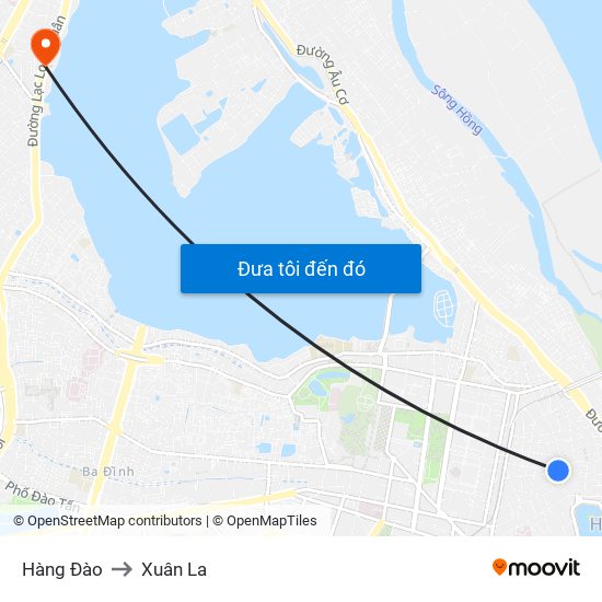 Hàng Đào to Xuân La map