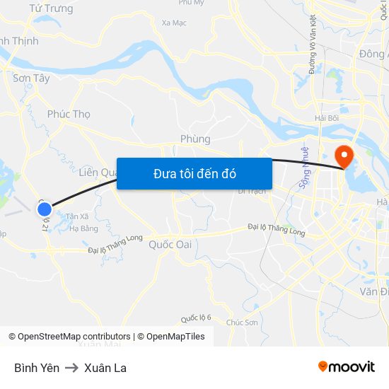 Bình Yên to Xuân La map