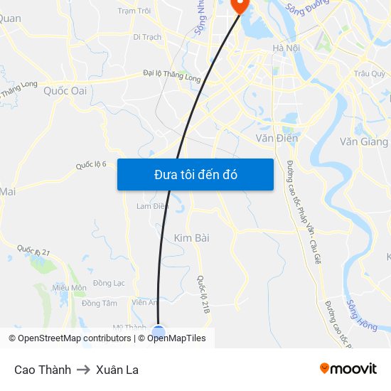 Cao Thành to Xuân La map