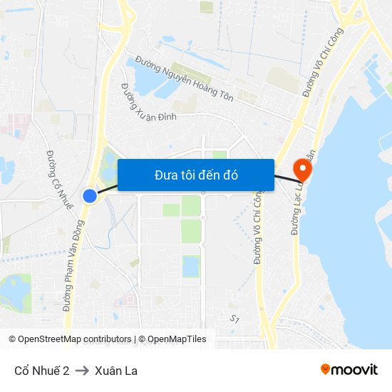 Cổ Nhuế 2 to Xuân La map