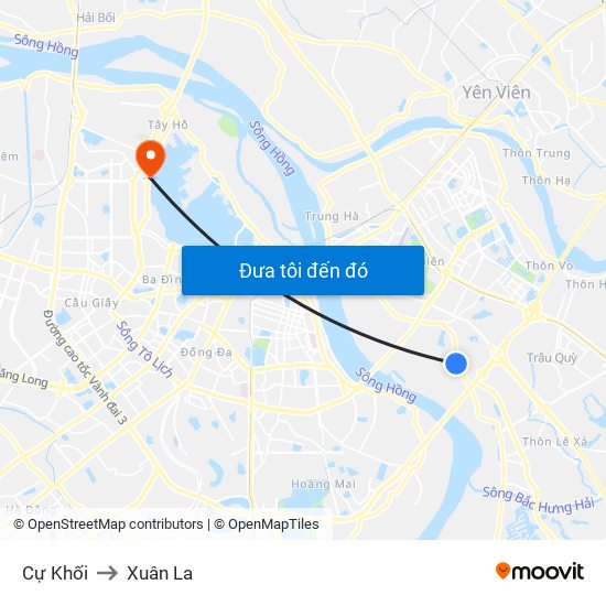 Cự Khối to Xuân La map