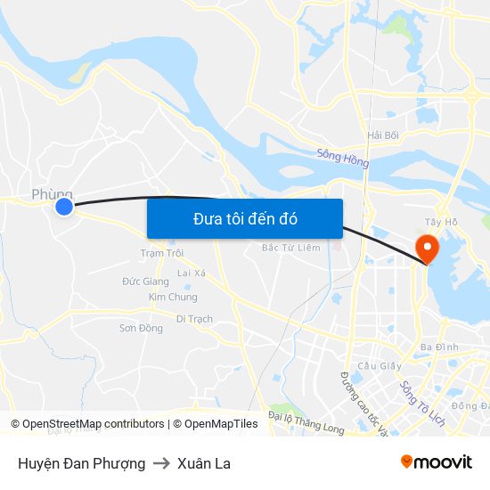 Huyện Đan Phượng to Xuân La map