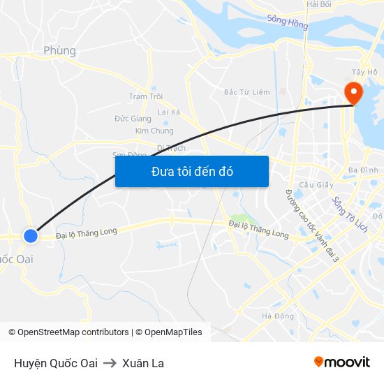Huyện Quốc Oai to Xuân La map