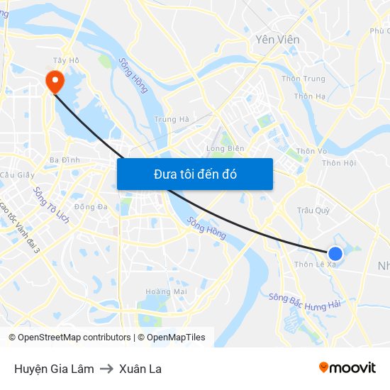 Huyện Gia Lâm to Xuân La map