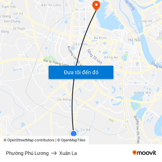 Phường Phú Lương to Xuân La map