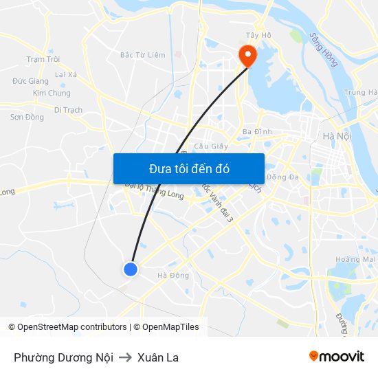 Phường Dương Nội to Xuân La map