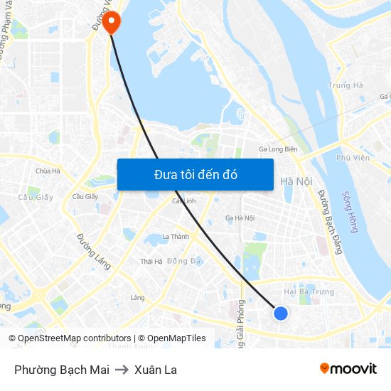 Phường Bạch Mai to Xuân La map