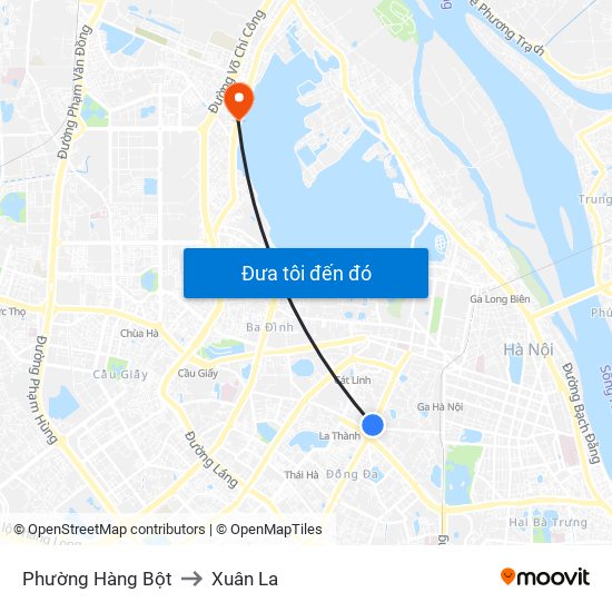 Phường Hàng Bột to Xuân La map