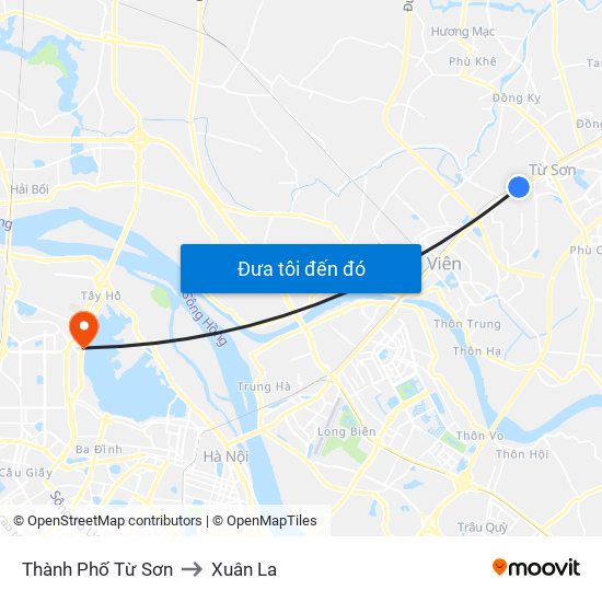 Thành Phố Từ Sơn to Xuân La map