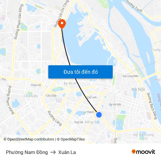 Phường Nam Đồng to Xuân La map