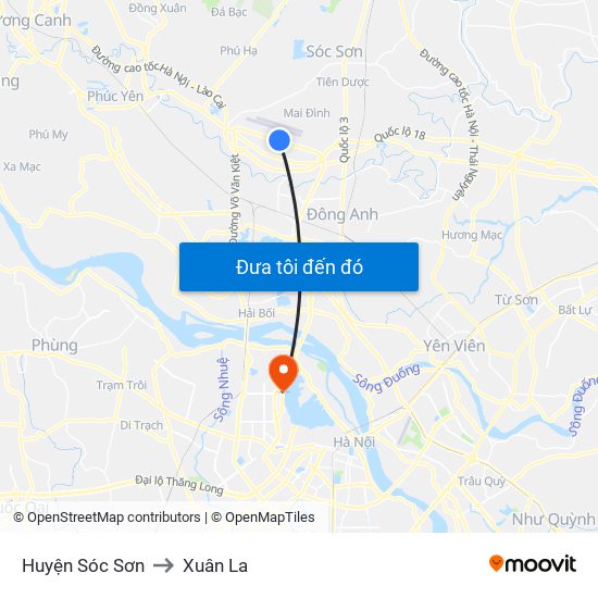 Huyện Sóc Sơn to Xuân La map