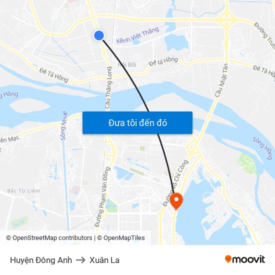 Huyện Đông Anh to Xuân La map