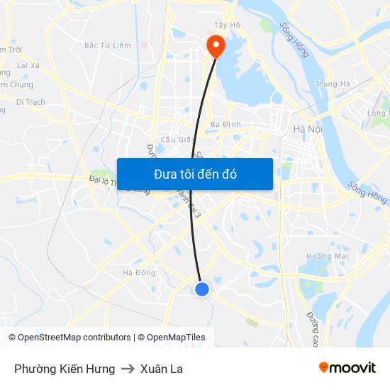 Phường Kiến Hưng to Xuân La map