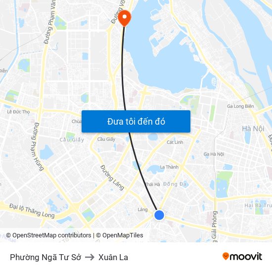 Phường Ngã Tư Sở to Xuân La map