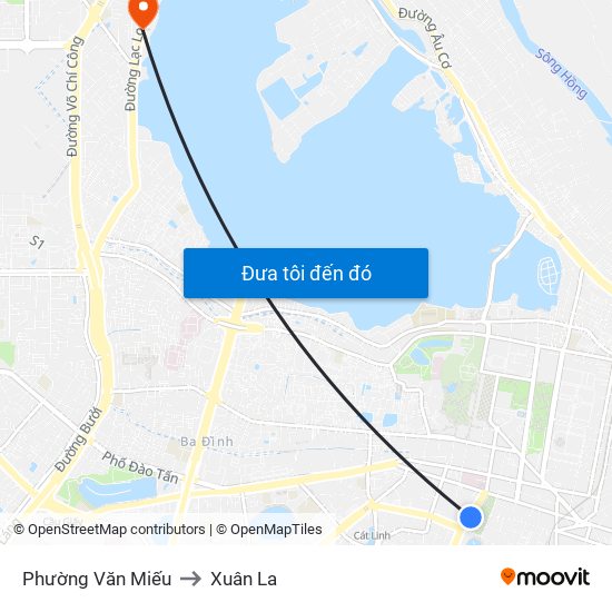 Phường Văn Miếu to Xuân La map