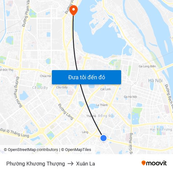 Phường Khương Thượng to Xuân La map