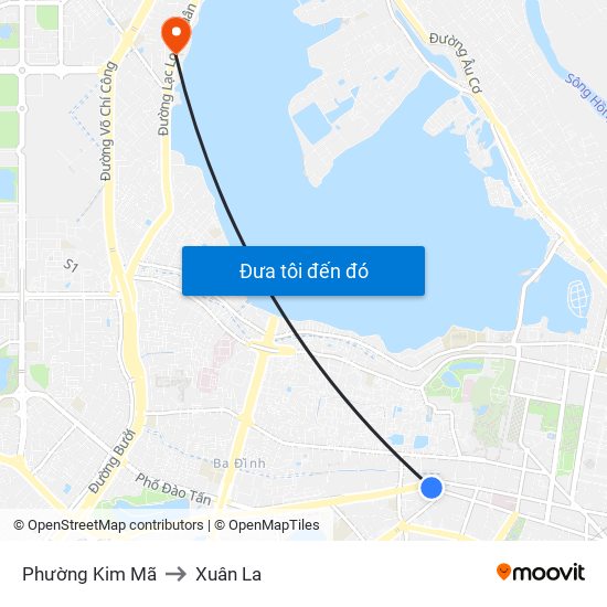 Phường Kim Mã to Xuân La map