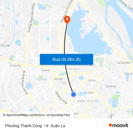 Phường Thành Công to Xuân La map