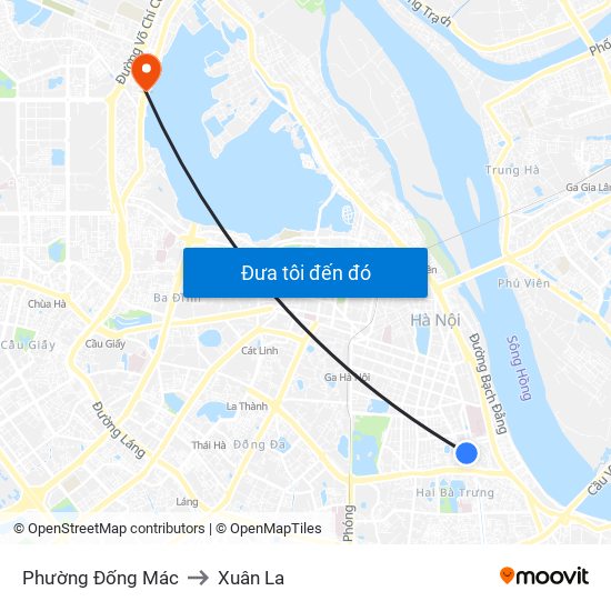 Phường Đống Mác to Xuân La map