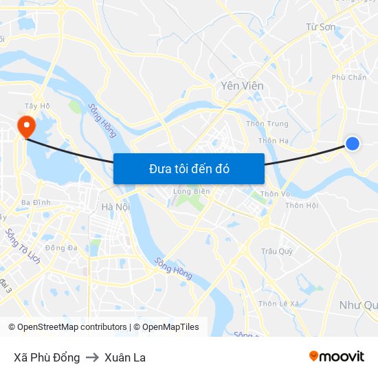 Xã Phù Đổng to Xuân La map