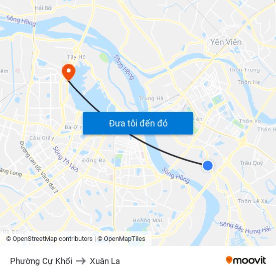 Phường Cự Khối to Xuân La map