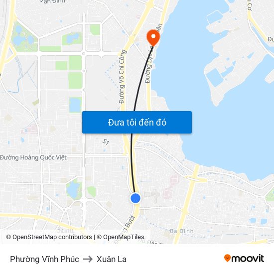 Phường Vĩnh Phúc to Xuân La map