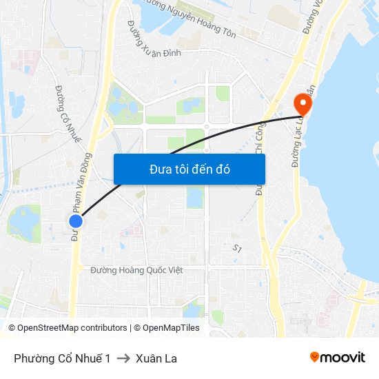 Phường Cổ Nhuế 1 to Xuân La map