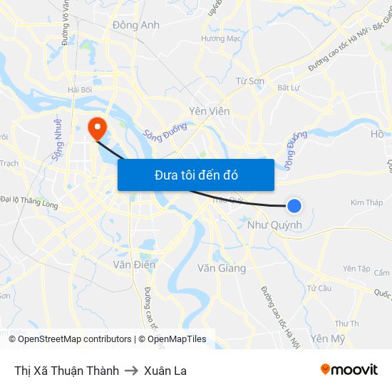 Thị Xã Thuận Thành to Xuân La map
