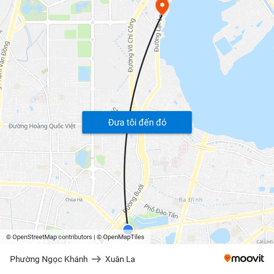 Phường Ngọc Khánh to Xuân La map