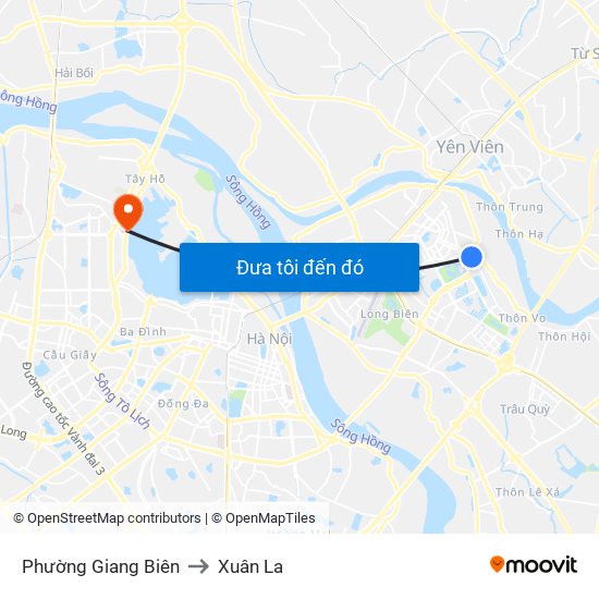 Phường Giang Biên to Xuân La map