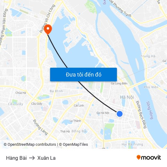 Hàng Bài to Xuân La map