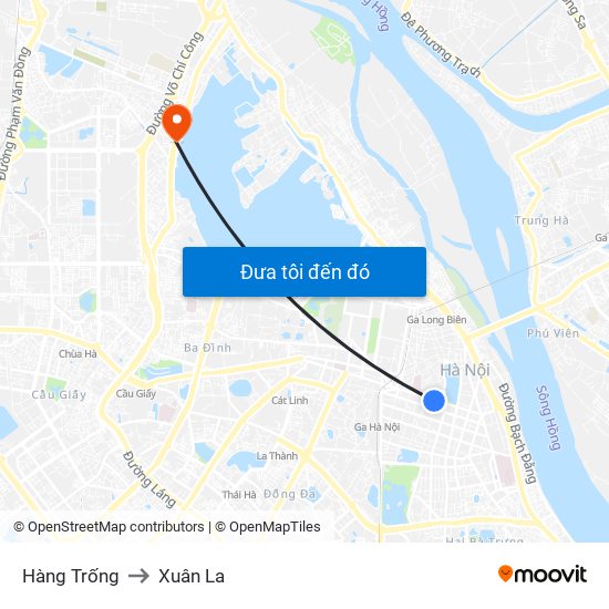 Hàng Trống to Xuân La map