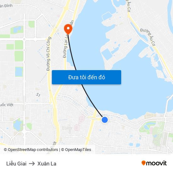 Liễu Giai to Xuân La map