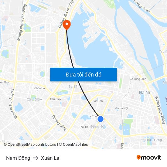 Nam Đồng to Xuân La map