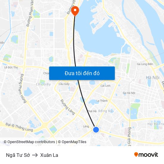 Ngã Tư Sở to Xuân La map