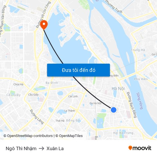 Ngô Thì Nhậm to Xuân La map