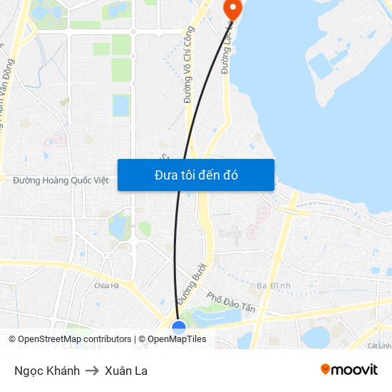 Ngọc Khánh to Xuân La map