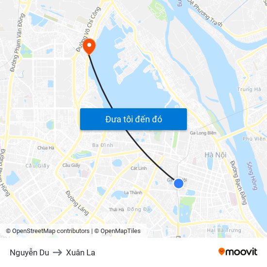 Nguyễn Du to Xuân La map