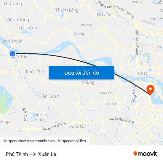 Phú Thịnh to Xuân La map