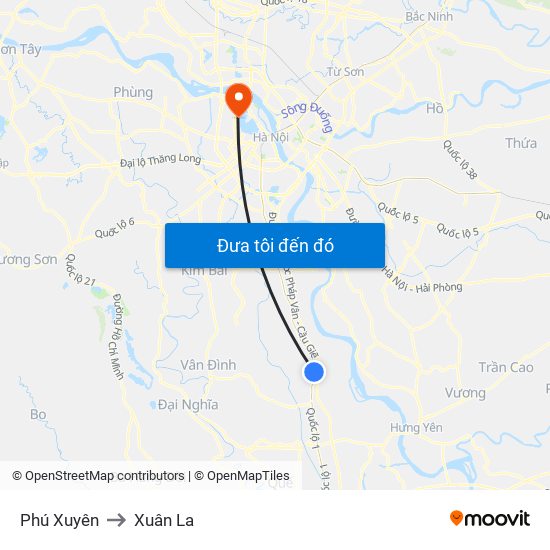 Phú Xuyên to Xuân La map