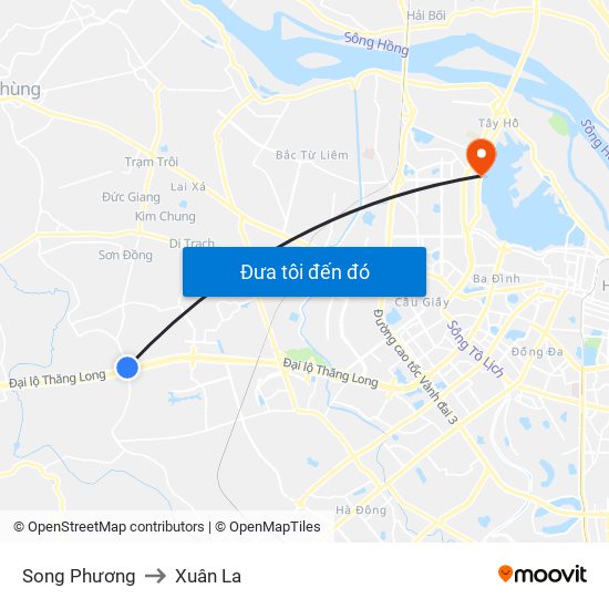 Song Phương to Xuân La map