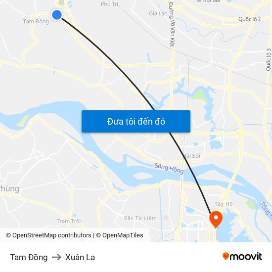 Tam Đồng to Xuân La map