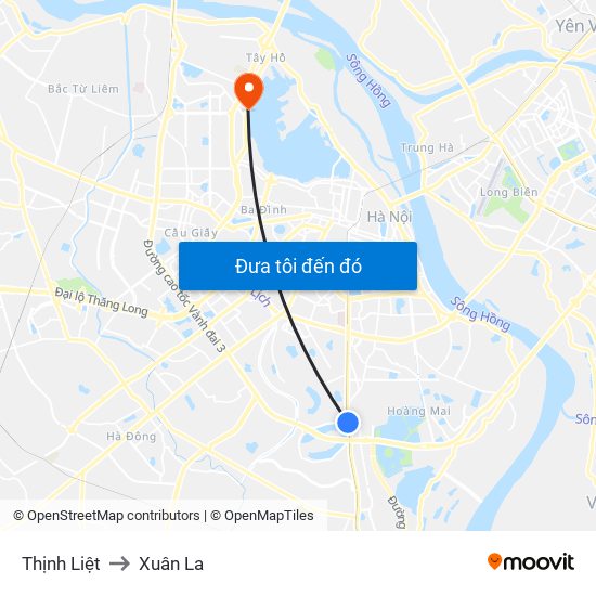 Thịnh Liệt to Xuân La map