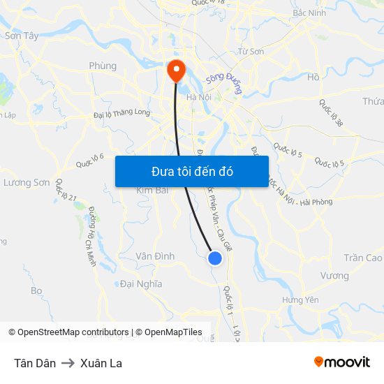 Tân Dân to Xuân La map