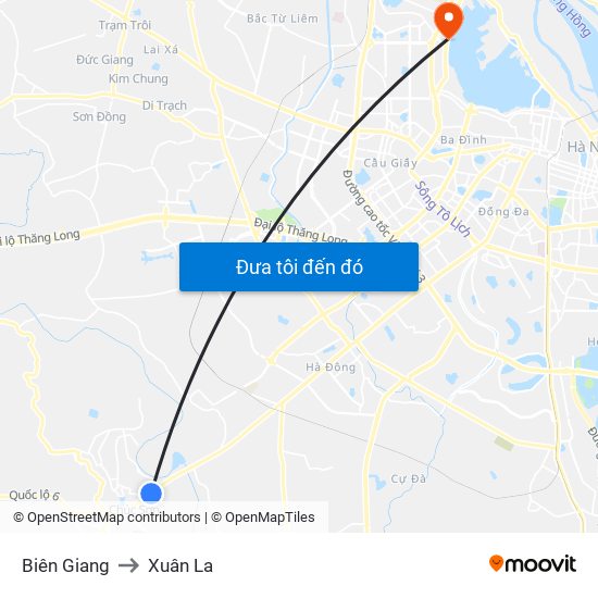 Biên Giang to Xuân La map