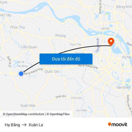 Hạ Bằng to Xuân La map