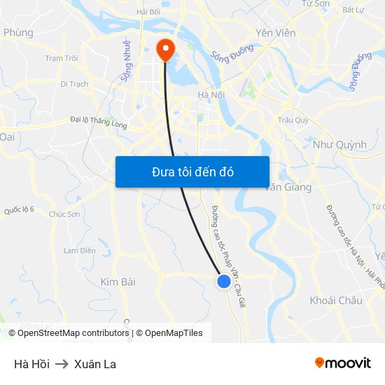 Hà Hồi to Xuân La map