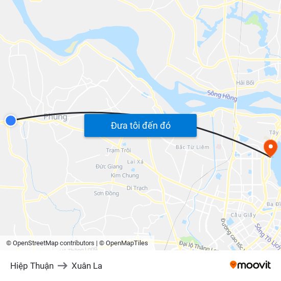 Hiệp Thuận to Xuân La map