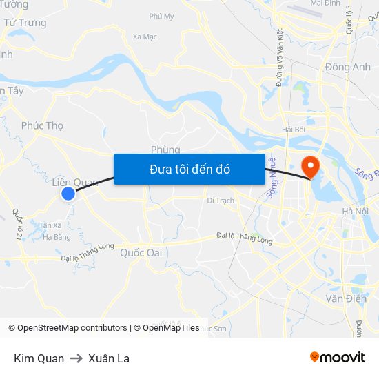 Kim Quan to Xuân La map