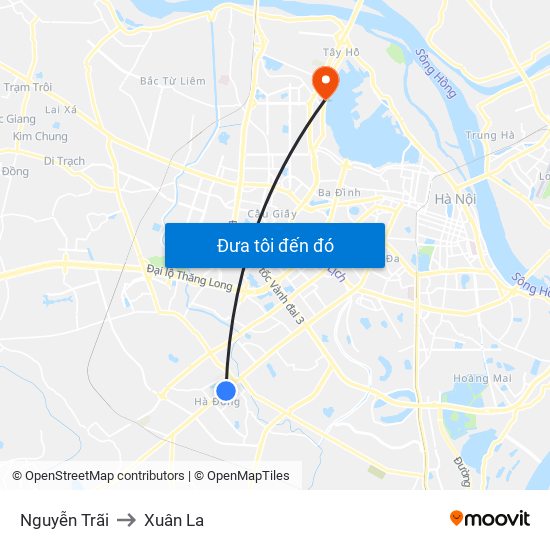 Nguyễn Trãi to Xuân La map